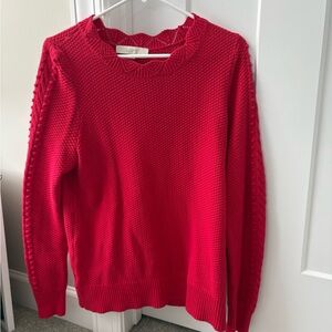 LOFT Women's Vibrant Red Crew Neck Sweater